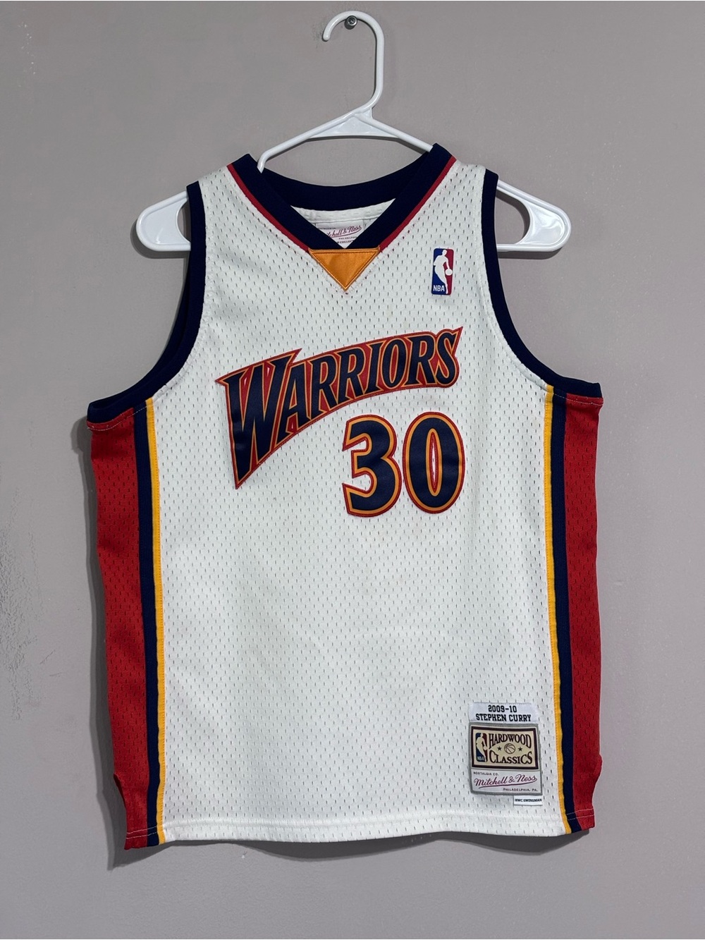 Mitchell & Ness Golden State Warriors White/Red/Navy‎ Youth Jersey #30